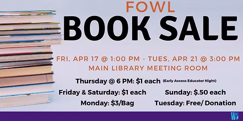 FoWL Book Sale EARLY ACCESS EDUCATOR NIGHT
