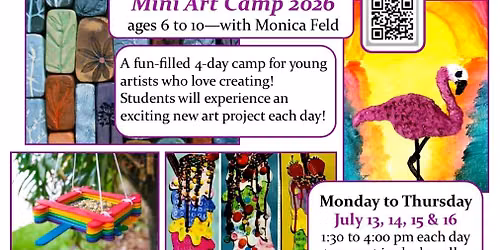 4-Day Mini Art Camp for Kids - July 13 to 16 - 1:30 to 4 pm