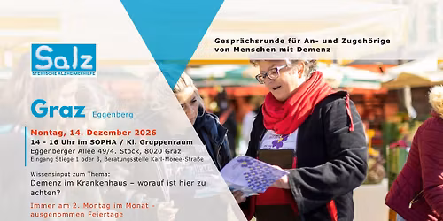 Gespr\u00e4chsrunde GRAZ I f\u00fcr An- und Zugeh\u00f6rige von Menschen mit Demenz