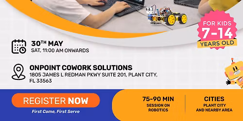 Free In-person Robotics Class in Plant City, FL for Kids Ages 7-14 Years