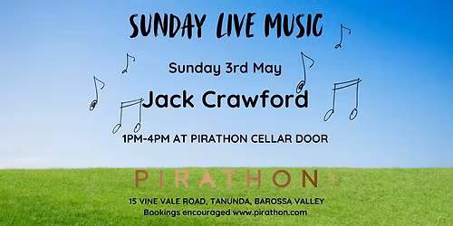 Live Music Sunday 3rd May by JACK CRAWFORD