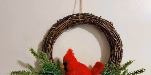Needle Felting Holiday Cardinal Wreath