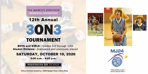 12th Annual 3 on 3 Basketball Tournament - Including Alumni Division