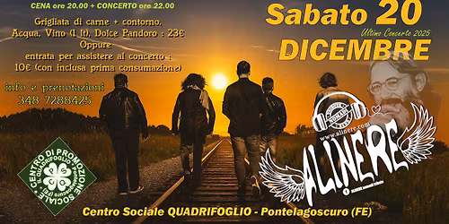 ALINERE cena + concerto Centro Sociale QUADRIFOGLIO Pontelagoscuro (FE)