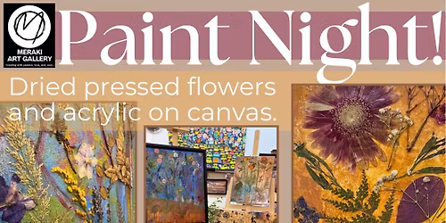 Dried pressed flowers with acrylic on canvas