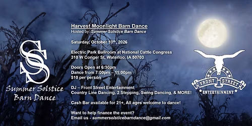Harvest Moonlight Barn Dance \u2013 hosted by: Summer Solstice Barn Dance