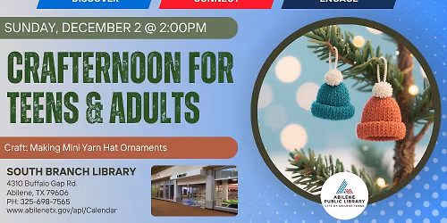 Crafternoon: Yarn Hats (South Branch)