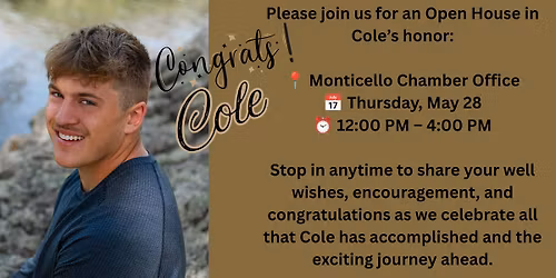 Join Us to Celebrate Cole & Wish Him Well!