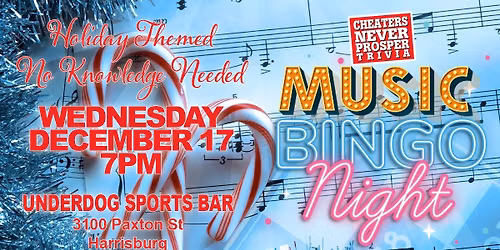 Christmas Music Bingo at Underdog Sports Bar & Grill - Harrisburg