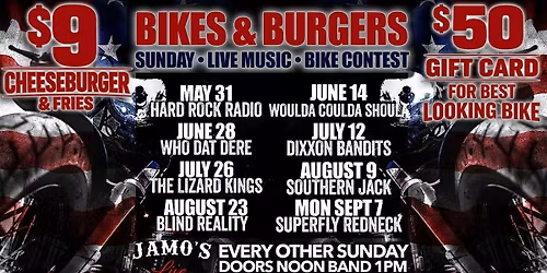 BIKES & BURGERS AT JAMO\u2019S LIVE