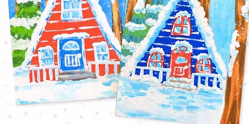 Winter House Canvas Painting