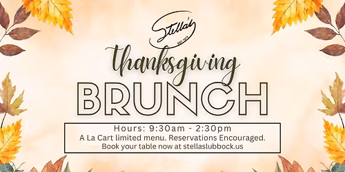 Thanksgiving Brunch at Stella\u2019s 