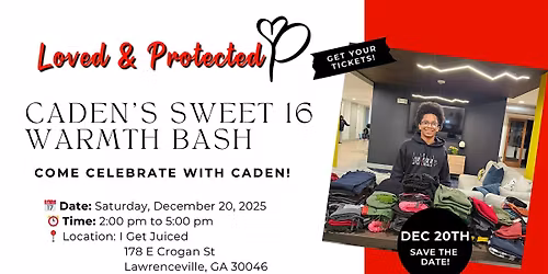 Caden\u2019s Sweet 16 Warmth Bash