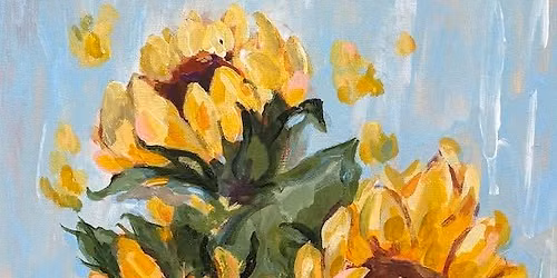 Trio of Sunflowers Acrylic on Canvas Painting Class