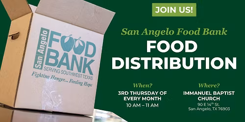 Food Distribution In San Angelo, TX 76903 - 3rd Thursday Of Every Month