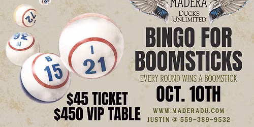 Madera DU Bingo for Boomsticks