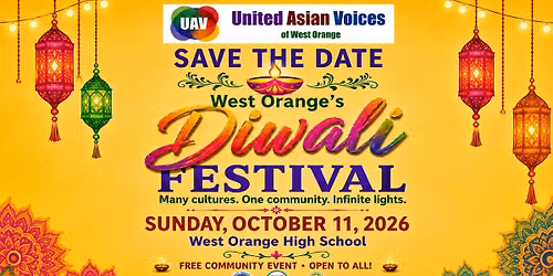 Save the Date - West Orange Diwali Festival 2026