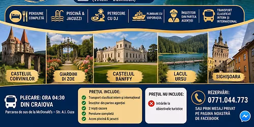 EXCURSIE 3 ZILE \u2013 COLIBI\u021aA ALL INCLUSIVE \u2013 980 LEI \/ PERS