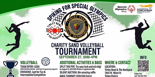 Special Olympics Fundraiser with TPPD September 27 Volleyball & Bags Tournament