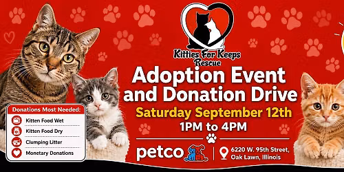 Kitties For Keeps Rescue Sept. 12th Adoption Event And Donation Drive