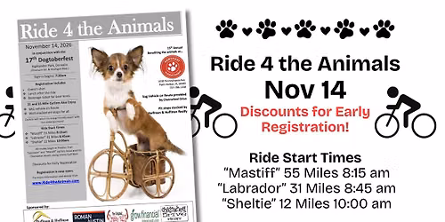 Ride 4 the Animals Cycling Event - 17th Annual Dogtoberfest