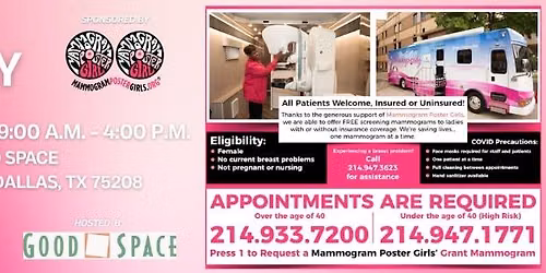 FREE MAMMOGRAMS! OCTOBER 6, 2026 Two-Fer Tuesday hosted by GOOD SPACE