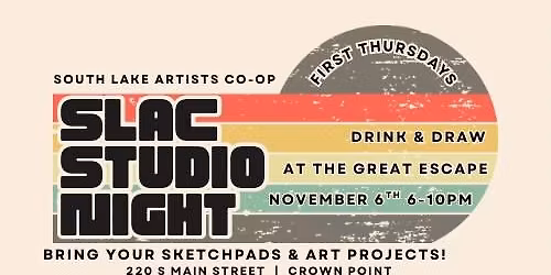SLAC Studio Night\/Drink & Draw at the Hall of Justice