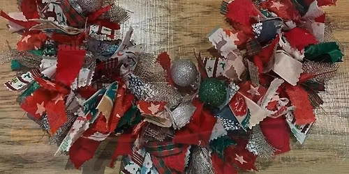Christmas ribbon and decoration wreath making workshop