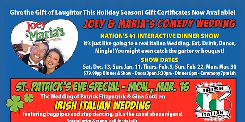 Joey & Maria's Comedy Wedding @ The Stage Restaurant & Nightclub