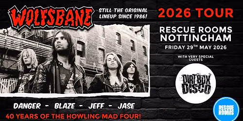 Wolfsbane + special guests Dirt Box Disco \/\/ Rescue Rooms, Nottingham - Fri 29th May