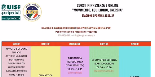 SETTIMANA APERTA TAOYIN MODENA: VIENI A SCOPRIRE LE NOSTRE ATTIVITA'