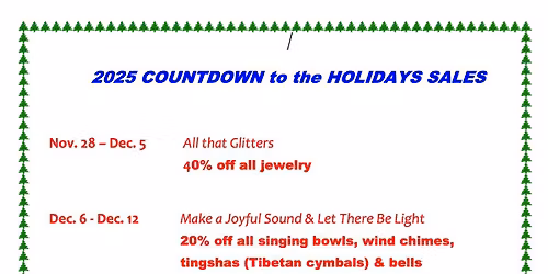 2025 Countdown to the Holidays Sales Schedule