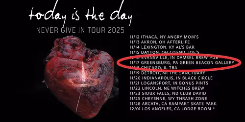 Today is the Day, Lo Pan, Amplifiers & Rated Eye @ Green Beacon Gallery 