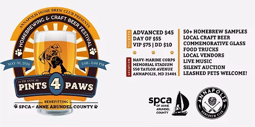 10th Annual Pints 4 Paws Homebrewing and Craft Beer Festival