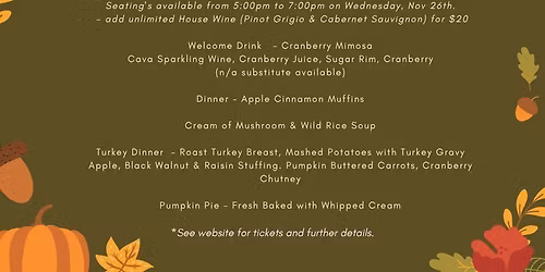 Thanksgiving Eve Dinner at The Stone House