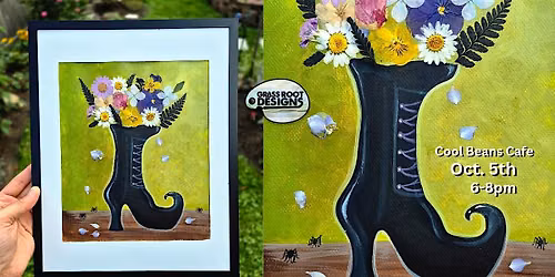 Pressed Flower Witch Boot | Cool Beans Caf\u00e9