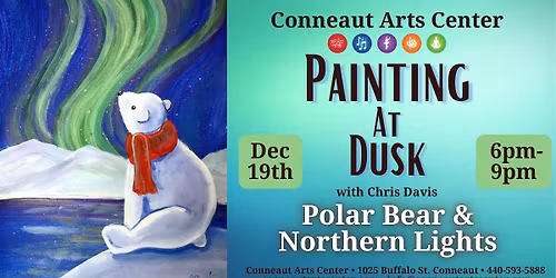 Painting at Dusk: Polar Bear and Northern Lights