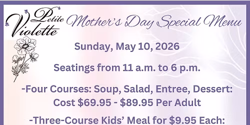 Mother's Day Special Menu