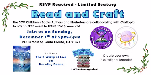 TEEN EVENT- SCVCBAI Group Authors Read and Craft at Craftopia Dec 7