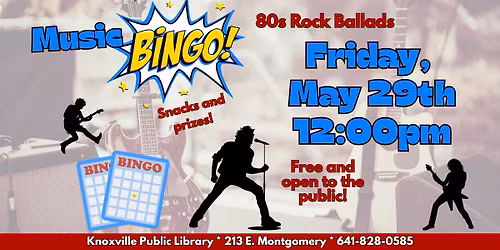 KPL 80s Rock Ballads Music Bingo