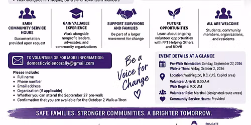 Volunteer Marshals Needed \u2013 National Domestic Violence Rally Walk-a-Thon |
