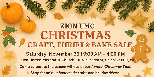 \ud83c\udf84 ZION UMC CHRISTMAS CRAFT, THRIFT & BAKE SALE \ud83c\udf84