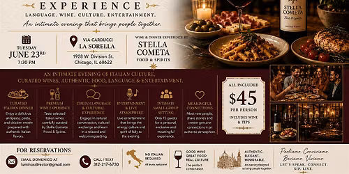 Italian Language Culture and Wine Dinner Experience