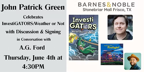 John Patrick Green Celebrates InvestiGATORS  at B&N-Frisco, TX