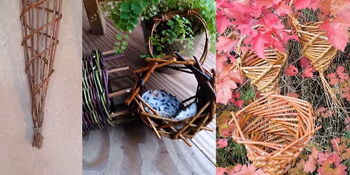 Atelier vannerie : petites mangeoires (roue, hochet, conique)