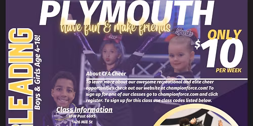 Plymouth Fall 25\u2019 Cheerleading Season