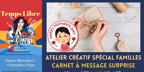 \ud83d\udcd6 Atelier cr\u00e9atif sp\u00e9cial familles \u2013 Carnet \u00e0 messages surprises