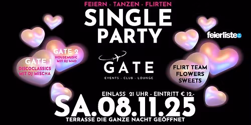 SINGLE PARTY - FEIERN - TANZEN-FLIRTEN- SA. 08. NOVEMBER