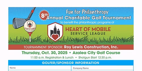 8th Annual Fun for Philanthropy Charitable Golf Tournament for Heart of Mobile Service League