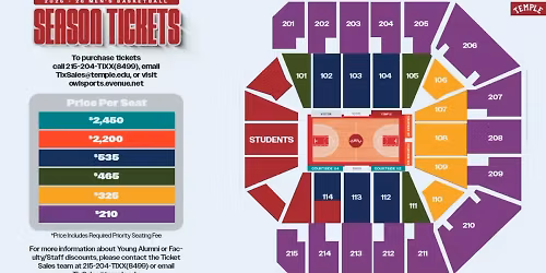 Parking Rice Owls at Temple Owls Mens Basketball